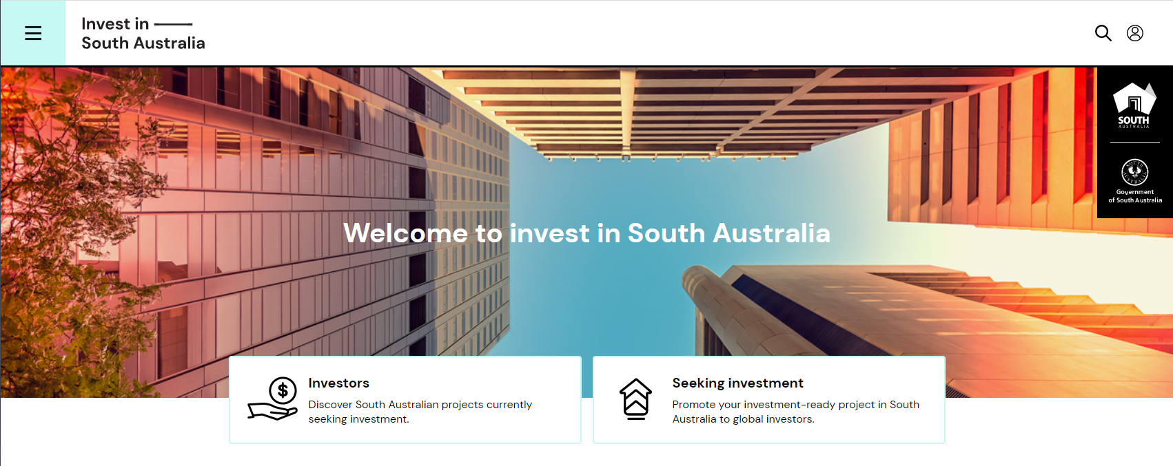 Invest in South Australia website